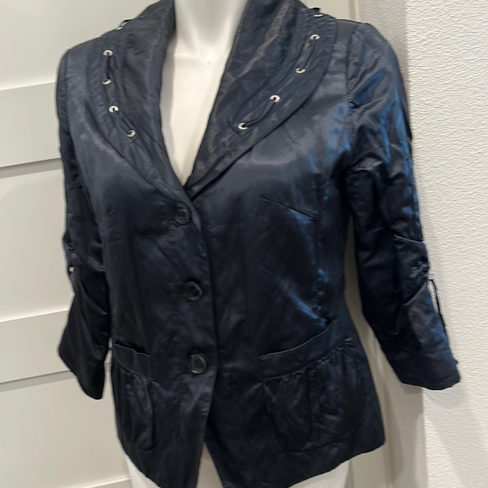 Soma Metallic Navy Blazer with Button Close